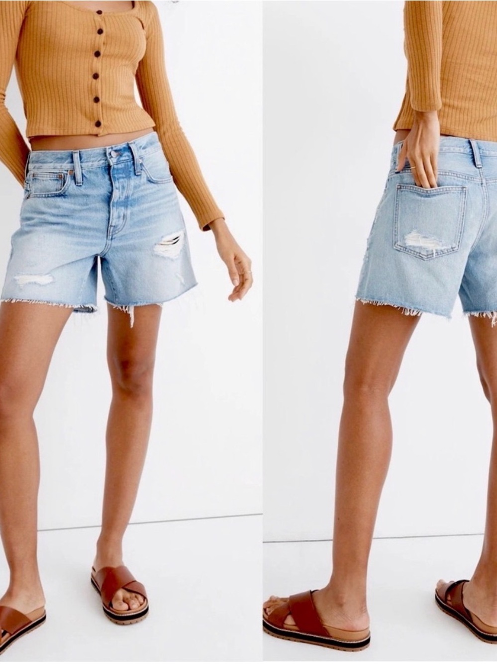 Madewell Light Blue Distressed Denim Cutoff Shorts